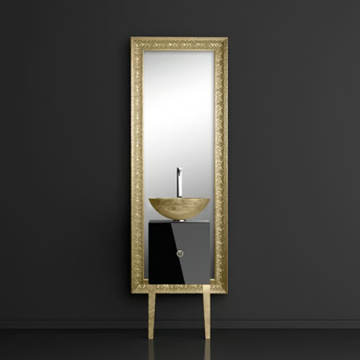 MONNALISA FLORENCE BLACK MOSAIC GOLD - Single wooden vanity unit with mirror by Glass Design - view 3